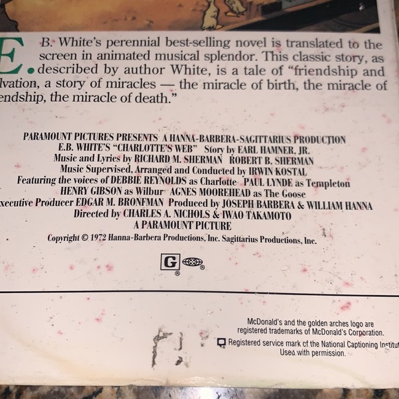 Vintage Charlotte’s Web VHS - Picture 3 of 13